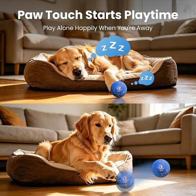 Interactive Dog Toys Dog Ball - Auto Bouncing & Rolling, Chew-Resistant E-TPU Material, 3 Interactive Modes, IPX7 Waterproof, Smart Chase Pet Toy Ball for Medium and Large Dogs (Blue)