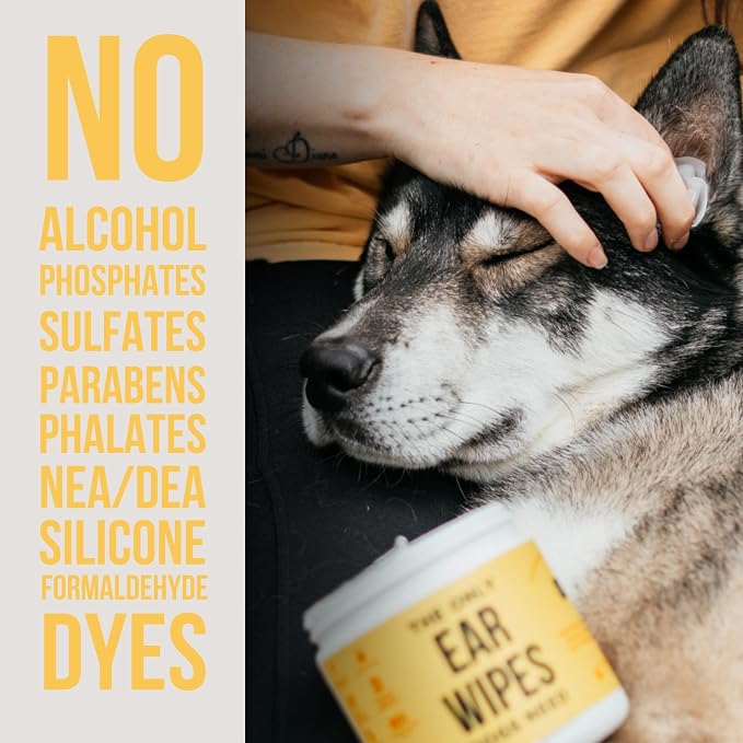 Dog Ear Cleaner Wipes, Gentle Wax & Debris Wash, 100 Ct | Gentle patented wipes & drops, safe for puppies - Cleans wax, dirt & odor - For all dogs and cats