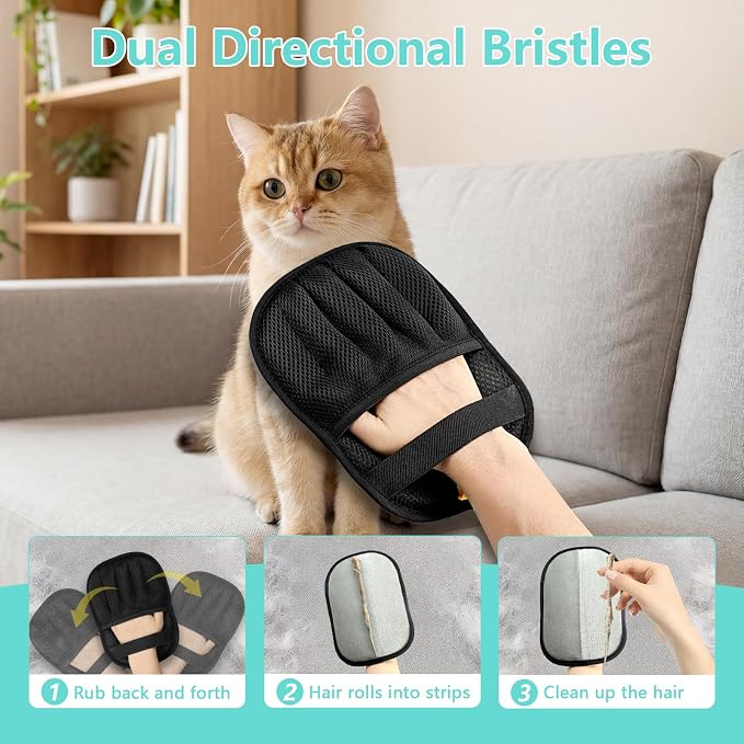 New Upgrade Pet Hair Removal Glove for Dogs & Cats, Electrostatic Reusable Magic Brush Removal Glove, Washable Pet Hair Remover Tool for Clothing, Sofa, Rug, Auto Interior