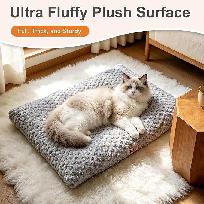 Dog Bed for Small Dogs Up to 30 lbs, 23" x 18"Plush Corduroy Pet Bed with Non-Slip Bottom, Washable Puppy Bed for Crate, Sofa or Travel (Grey)