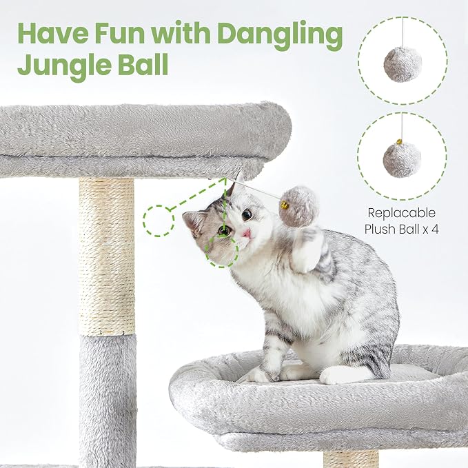 Cat Tree Tower for Indoor Cats Large Adult - 65 inch Extra Tall Cat Condo Trees with Scratching Post Hammock Perch - XL Sturdy Big Heavy Duty Multi Level Cat House Towers - Kitty Climbing Furniture
