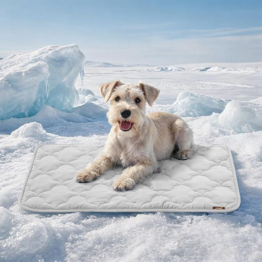 ZOMISIA Cooling Mat for Medium Dogs, Q-Max>0.5 Thin Breathable Cold Crate Pad for Pet, Portable Washable Kennel Bed for Summer Active Dog with Chill Cool Soothing Fabric to Rapid Cooling, 29x18, Grey