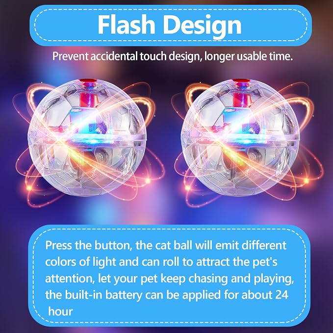 Jecery 9 Pcs Ghost Hunting Light Up Cat Balls LED Motion Activated Cat Toy Interactive Lighted Ball Pet Glowing Mini Running Exercise Toys for Kitten Dog Pet Animals Activity(Transparent)