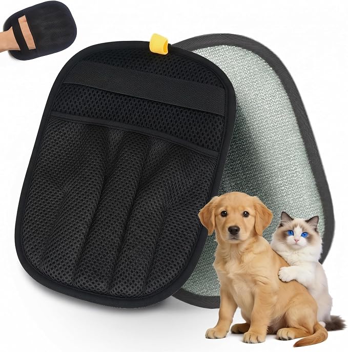 Pet Hair Remover Glove for Dogs & Cats, 5 Finger Electrostatic Fur Removal Brush, Reusable Grooming Glove for Couch, Carpet, Furniture, Car Seat, Clothes