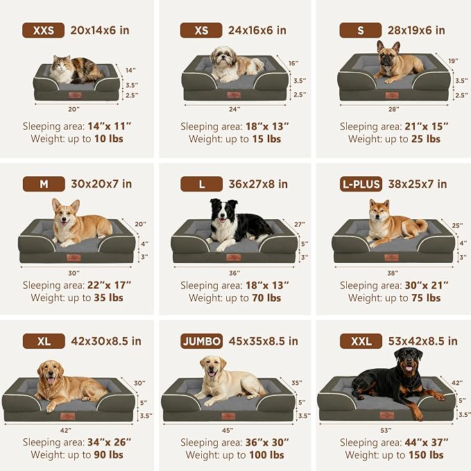 Comfort Expression Orthopedic Dog Bed for Medium Size Dog with Bolster | Waterproof Dog Couch Bed with Washable Cover & Non-Slip Bottom, Supportive Egg Crate Foam Medium Pet Bed, 30x20 Inch