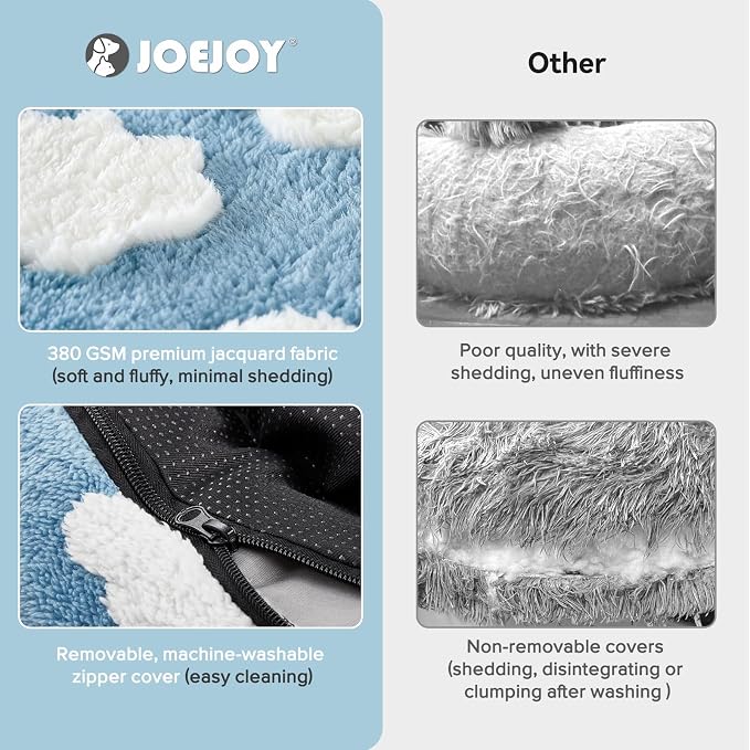 JOEJOY Donut Dog Bed Medium Size Dog, Cute Round Calming Pet Bed with Removable Washable Cover, Orthopedic Puppy Bed with Jacquard Shaggy Plush & Non Skid Bottom