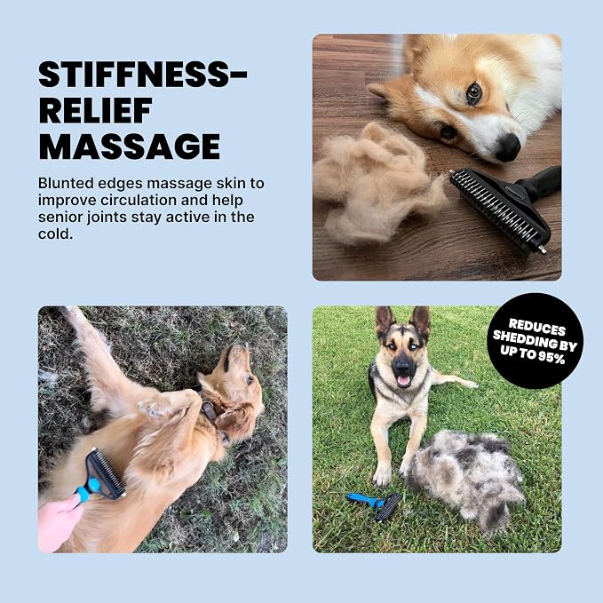 MalsiPree Dog Brush - Pink, 2-in-1 Undercoat & Dematting Rake | 2-in-1 undercoat rake & dematting brush - deshedding tool - Use for medium to large double-coated dogs & cats