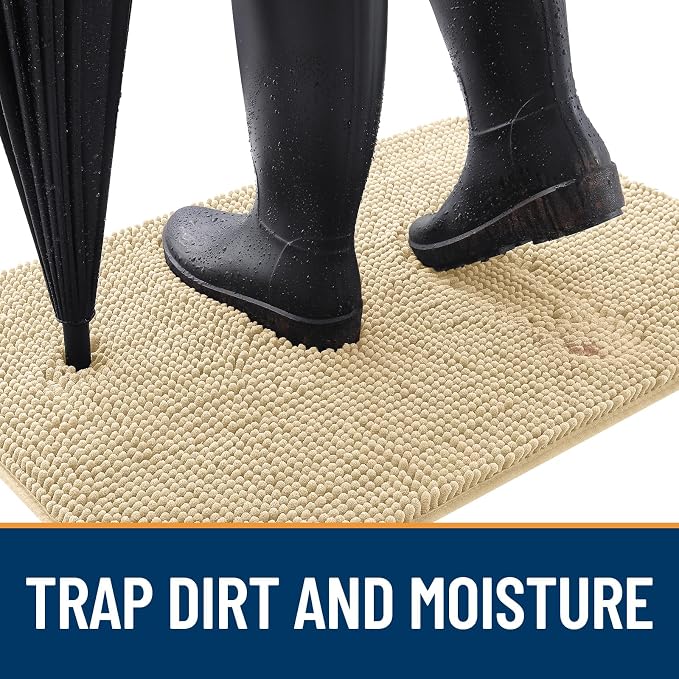 OLANLY Dog Door Mat for Muddy Paws 45x27, Super Absorbent Chenille Mud Mat | Sand, Absorbs Moisture and Dirt, Non-Slip Machine Washable Doormat, Quick-Drying Indoor Entryway Floor Carpet for Dogs