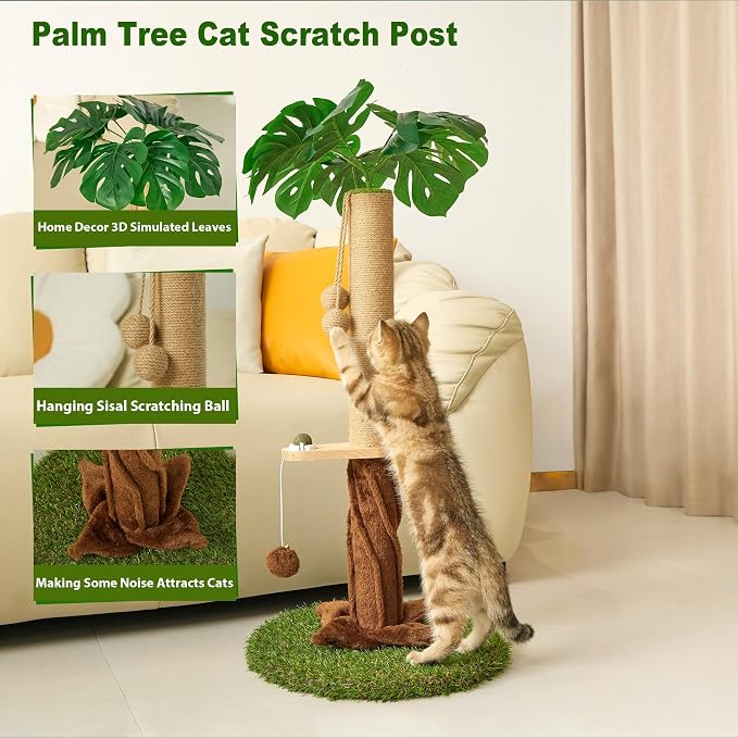 Cat Scratching Post, Cat Scratcher Kitten Scratch Post，Sisal Rope for Indoor Cats, Claw Scratcher for Indoor Cats and Kittens (Catnip Ball)