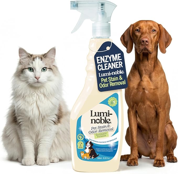 Pet Stain & Odor Remover Spray, enzyme cleaner for dog urine & poop carpet | Upholstery & Fabrics – Eliminates Cat Pee, Feces, Vomit & Tough Stains, Eco-Friendly, Vegan, Citrus Scent