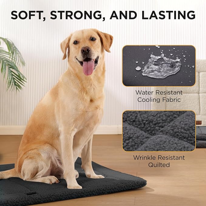 Joydeco Low Profile Dog Crate Mat Reversible Bed Pad, Washable Dog Pad Mat with Ultra Soft Fleece, Compact Design Kennel Beds Mats for Large Medium Small Pets, 35" x 23" Dark Gray