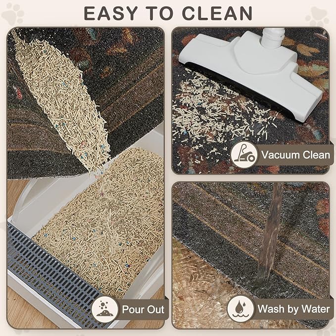 Unicorn Catcher 24"x15" Cat Litter Mat Non-Slip Washable Litter Box Mat | High-Density PVC Litter Catcher Mat Efficiently Traps Scattered Litter From Paws To Keep Floors Clean