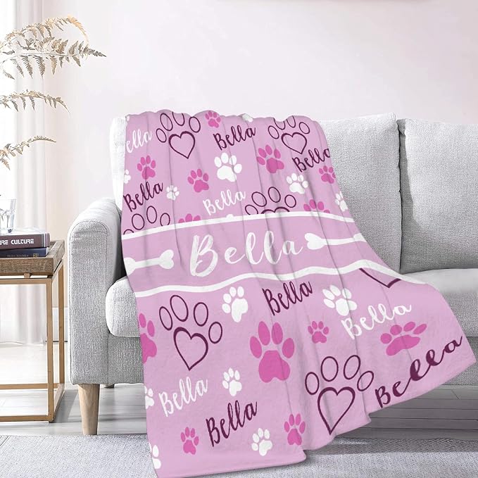Custom Dog Blankets with Pictures, Personalized Name Blanket for Pets, Customized Pet Photo Throw,The Lightweight Blanket All-Season 50"x40"for Kids