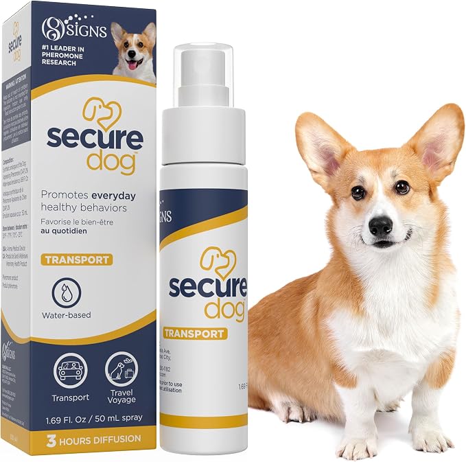 SIGNS SecureDog Transport, Water Based Calming Travel Spray, Naturally Supports Calm and Wellbeing Helping Relieve Any Feeling of Anxiety or Stress