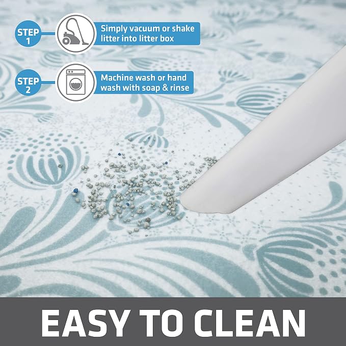 Drymate Cat Litter Box Mat, Litter Trapping Mat, Light Blue, 29x36 XL | Waterproof, Urine-Proof, Absorbent, Machine Washable, Soft on Paws, Contains Mess, Protects Floors, Kitten Supplies, USA Made