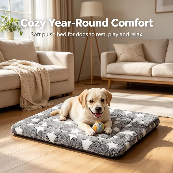 Dog Bed Mat - Comfortable Kennel Pad, Multi-Purpose Crate Bed & Mat for Dogs & Cats – Soft Crate Pad for Dog & Cat (Gray, M(30"x20"x1.5"))
