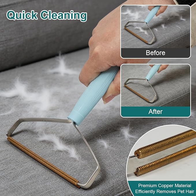 Pet Hair Remover Kit for Dogs & Cats, Reusable Grooming Set | Includes 2 Lint Removers, A Grooming Glove And Bath Brush For Removing Pet Hair From Couches, Carpets, Clothing And Furniture