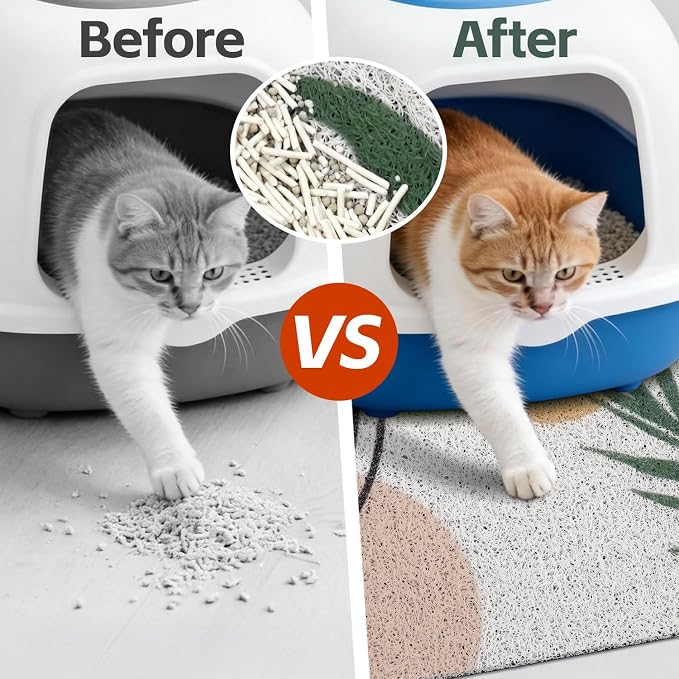 Cat Litter Mat Litter Trapping Mat, 33"x22" Waterproof Urine Proof Litter Box Mat Catcher Mat Non-Slip Washable for Kitty Kitten, Orange