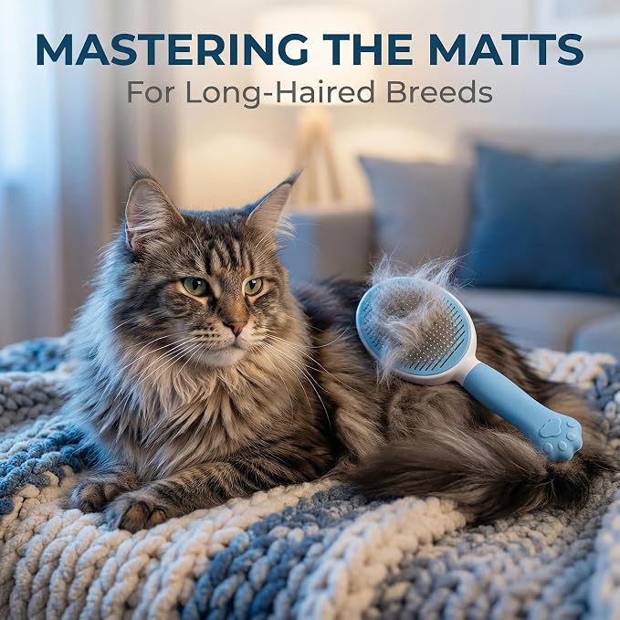 Cat Brush for Shedding for Indoor Cats & Dog Brush for Shedding - Perfect for Long & Short Haired Pets,Pet Brush for Dogs and Cats - Deshedding & Grooming Tool (Gray)