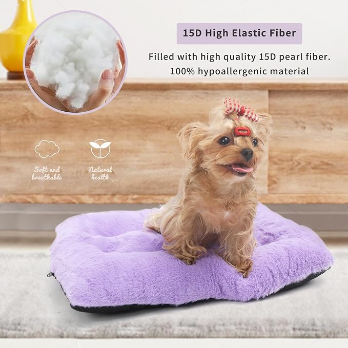 Dog Crate Bed 22x13,Washable Dog Crate Pad for Medium Dogs,Soft Kennel Bed Mattress with Non Slip Bottom,Purple