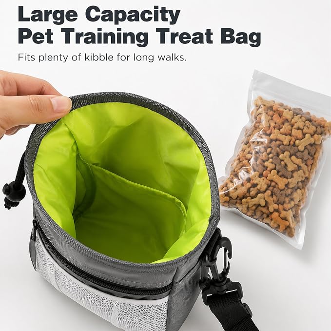 Dog Treat Pouch for Training – Waterproof Dog Training Bag | Dog Training Pouch Quick Drawstring Access, Built-in Poop Bag Dispenser, 4 Ways to Wear – The Ultimate Hands-Free Treat Bag