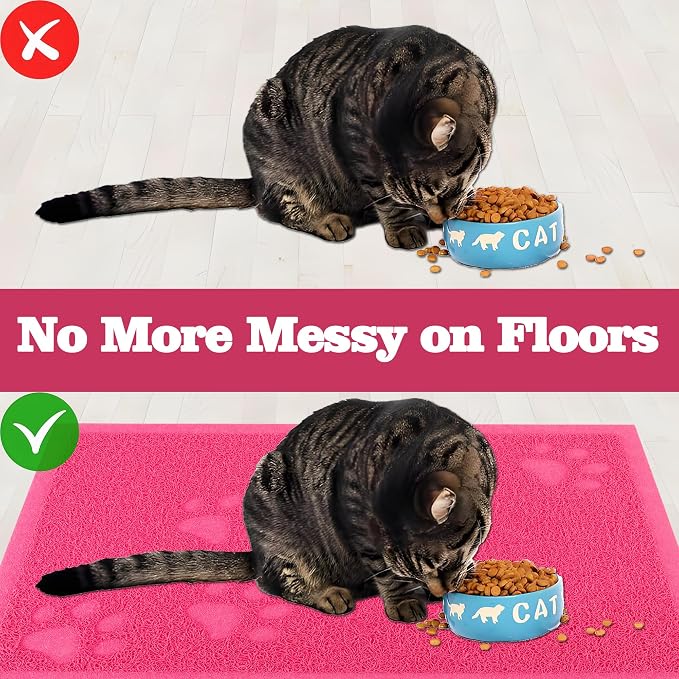 Darkyazi Cat Litter Box Mat for Floor Litter Trapping Mat Non-Slip Backing, Scatter Control, Easy Clean, Water Resistant, Soft on Paws (15.75" x 11.75",Rose red)