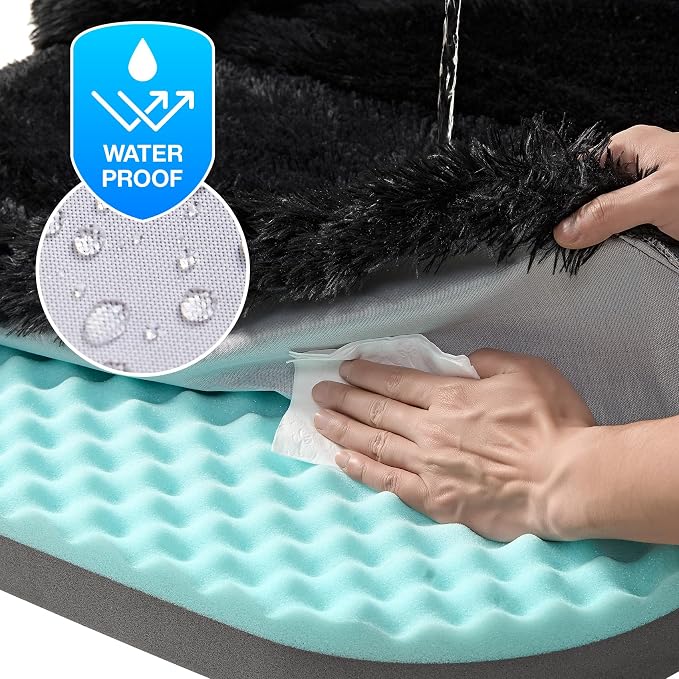 EHEYCIGA Foldable Human Dog Bed, 72"x44"x11" Orthopedic Memory Foam Human Sized Dog Bed, Waterproof Pet Bed for People, Faux Fur Pet Couch for Adult with Non-Slip Bottom, Black