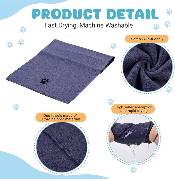 2PCS Dog Bath Supplies, Dog Bath Gloves | Dog Towels 32'' X 16'',Super Absorbent and Soft Pet Grooming Towel, Perfect Shower & Grooming Supplies for Dogs
