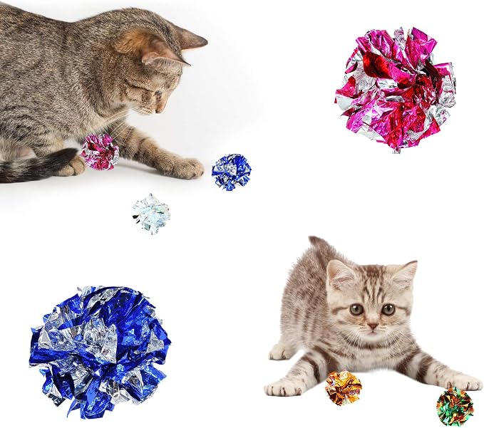 Andiker 12PCS Cat Springs &10 PCS 2.36in Cat Crinkle Balls Cat Toy for Indoor Cats
