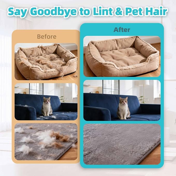 Pet Hair Removal Glove, Upgraded Electrostatic Pet Hair Remover, Reusable Five-Finger Magic Brush, Effectively Removes Dog & Cat Hair from Couch, Carpet, Clothes, Furniture & Car Seat
