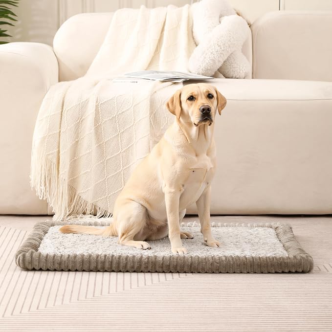 MINIDEAR Dog Crate Pad, Crate Bed Non-Skid Kennel Pad, Rubber Backing Memory Foam for Dog Bed Mat, Machine Washable Dog Bed for Crate, 23"x36"