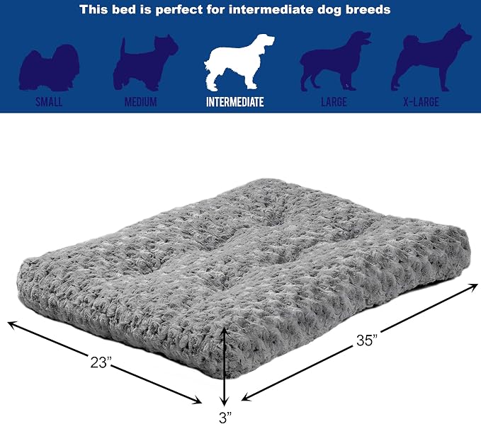 MidWest Homes for Pets Intermediate QuietTime Deluxe Gray Ombré Swirl Plush Pet Bed, Machine Washable, Non-Skid Bottom, Soft Crate Mat for 36-inch Crates
