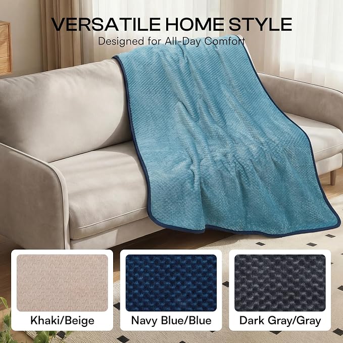 Luciphia Waterproof Blanket for Medium Large Dog Ultra-Soft & Calming Pet Throw Reversible Warm Fleece Durable Furniture Crate Couch Cover Protector Machine Washable Leakproof Blue M (57''x40'')