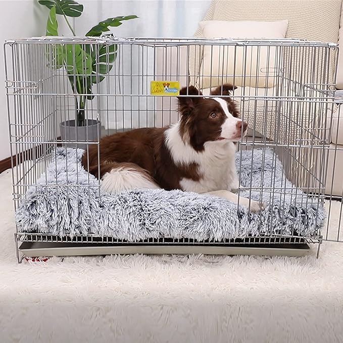 Dog Bed, Extra Large, Plush Soft Pet Beds for XL Dogs, Crate Pad, Washable, 41L x 27W x 2H Inches, 100 lbs Capacity, Grey | Machine washable, Anti-Slip Bottom, Kennel Pad 41*27", Ultra Soft Cozy, Easy to Care
