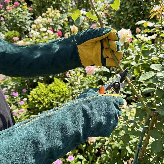 Animal Handling Gloves Bite Proof, 60cm/ 23.6In Scratch Resistant Leather Gloves for Grabbing/Grooming/Handling Dog Cat Bird Snake Parrot Lizard Reptile - Reinforced Palm Protection Gloves