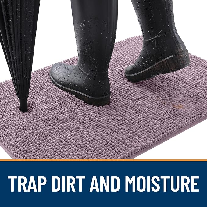 OLANLY Dog Door Mat for Muddy Paws 70x24, Super Absorbent Chenille Mud Mat | Deep Plum, Absorbs Moisture and Dirt, Non-Slip Machine Washable Doormat, Quick-Drying Indoor Entryway Floor Carpet for Dogs