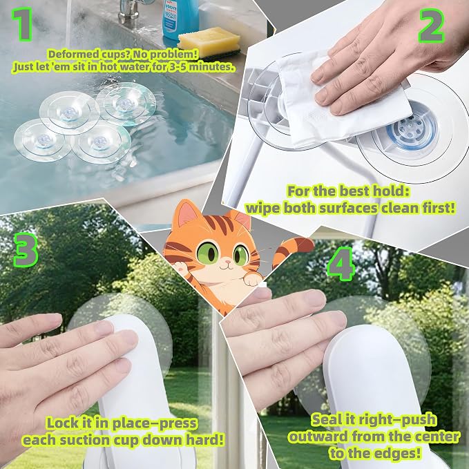 AIWIKIDE Cat Window Perch with Cushion Rim, Easy Install Bracket, Portable Wall Hammock for Indoor Cat, Grey