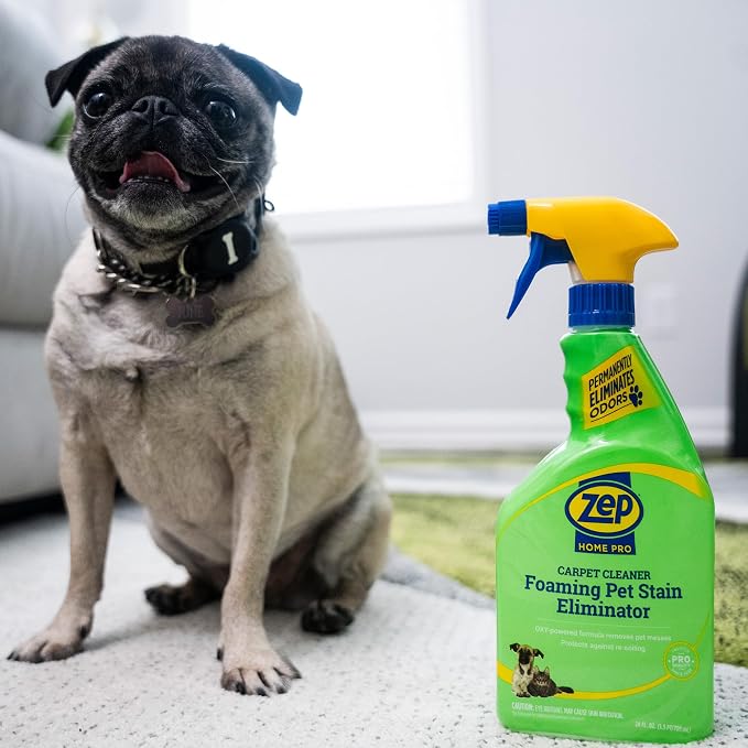 Zep Home Pro Foaming Pet Stain Eliminator - 24 Fl. Oz. - R53206 - Permanently eliminates indoor dog and cat odors from your home furnishings, upholstery, and textiles