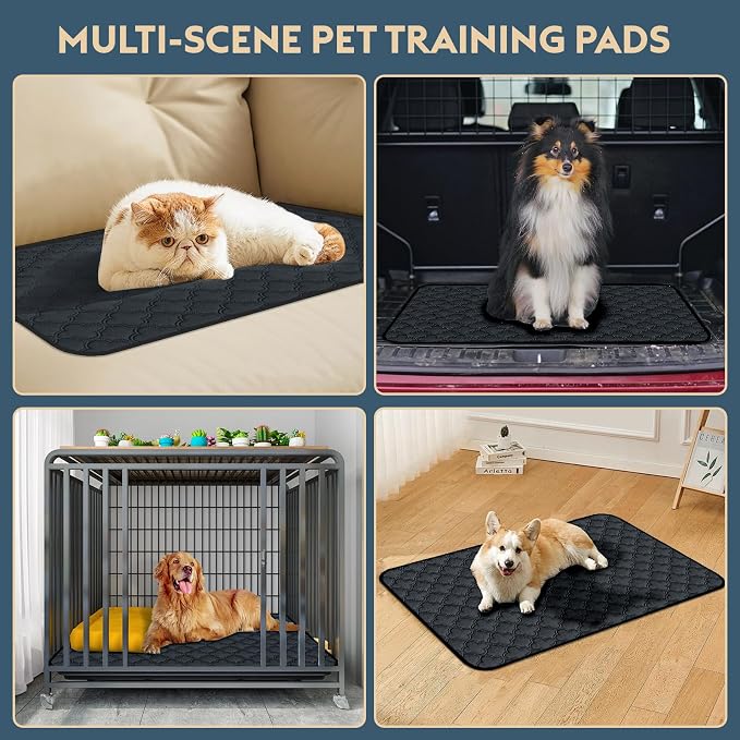 FunFurry Washable Guinea Pig Cage Liner - 4 Pack Reusable Washable Pee Pads，Waterproof Guinea Pig Bedding for Small Animal - Rabbit Bunny Hamster Puppy (Dark Grey, 12" X 12" - 4 Pack)