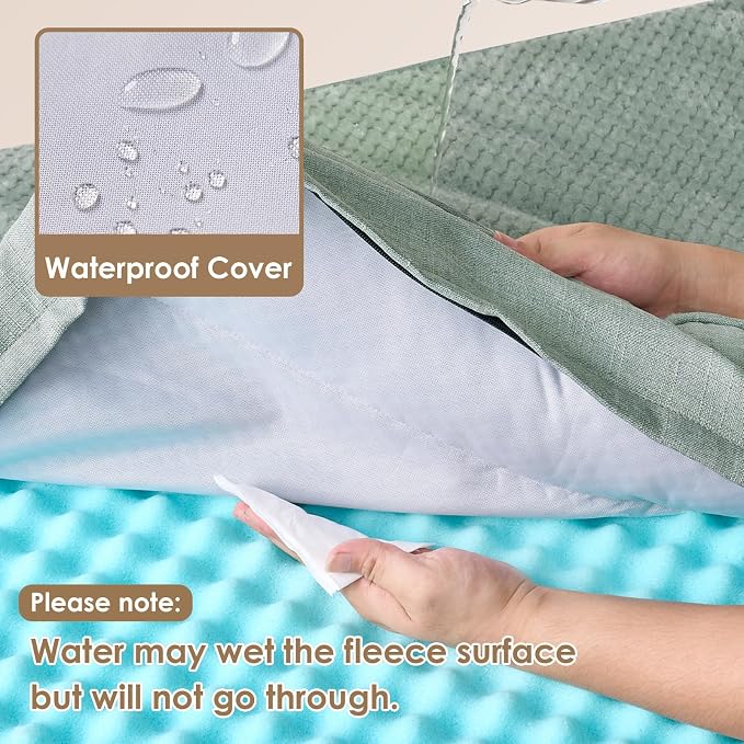 EHEYCIGA XXL Dog Bed Memory Foam, Orthopedic Giant Dog Bed Jumbo with Washable Removable Cover, Waterproof Pet Sofa Couch with Nonskid Bottom, 48x35x7.5, Greyish Green