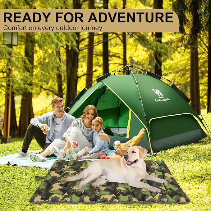 BINGPET Outdoor Travel Dog Bed for Large/Medium Dogs,Portable Waterproof Camping Mat with Carry Bag,Foldable Outside Bed,Machine Washable Indoor Pet Mat for Small,Medium and Large Dogs 26"x43"
