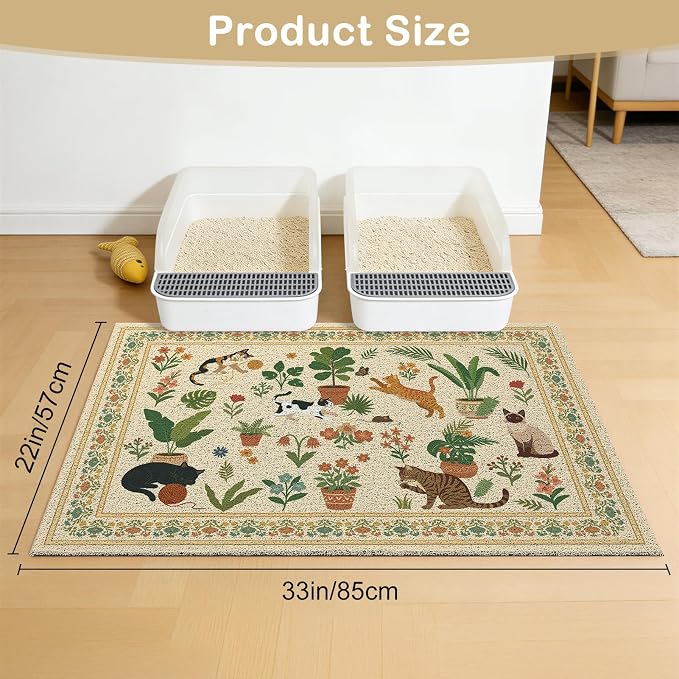 Unicorn Catcher 33"x22" Cat Litter Mat Non-Slip Washable Litter Box Mat | High-Density PVC Litter Catcher Mat Efficiently Traps Scattered Litter From Paws To Keep Floors Clean