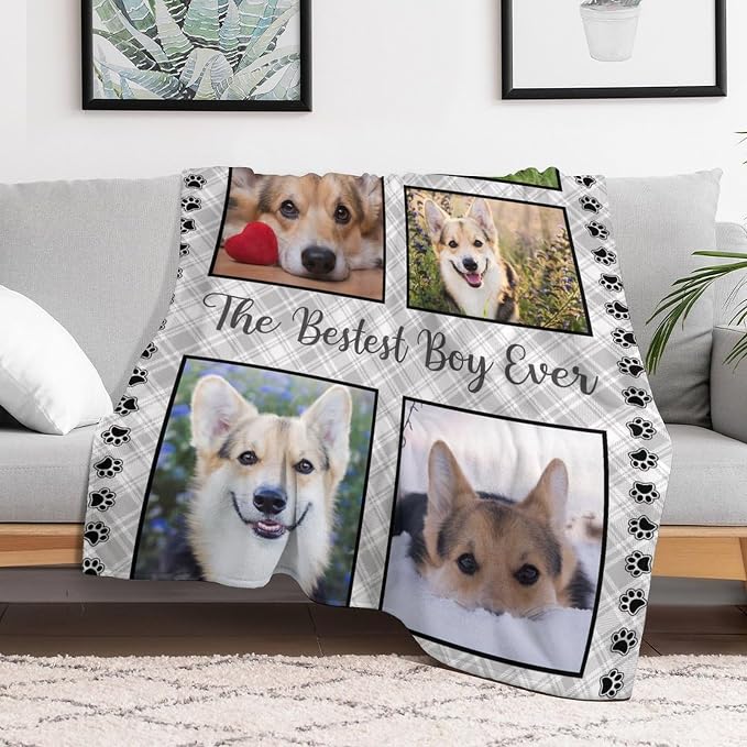 Artsadd Personalized Memorial Blanket with Pictures Pet Loss Sympathy Gift in Memory of Dog Cat Custom Photo Blanket