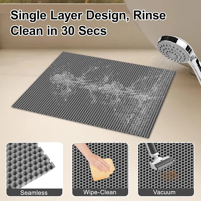 XL Extra Large Cat Litter Box Trapping Mat with Honeycomb Catcher for Indoor Kitty 36x30 Inch, Waterproof and Washable Easy Clean, Anti Tracking from Paws Mess Free, Heavy-duty Non slip