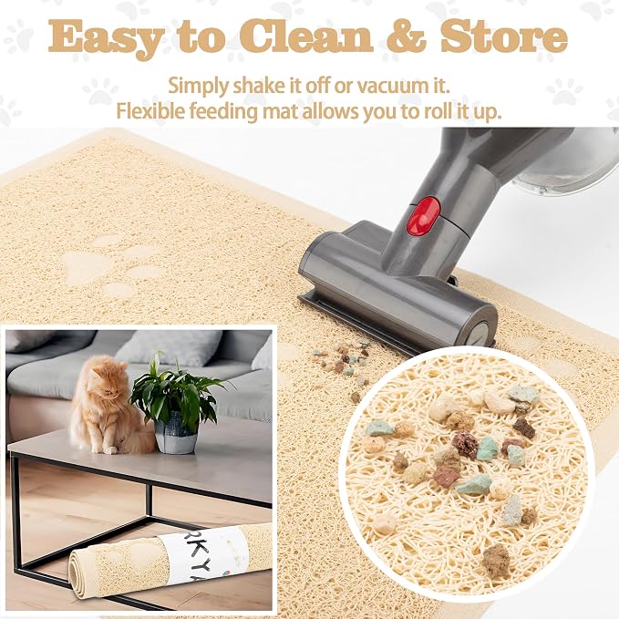 Darkyazi Cat Litter Box Mat for Floor Litter Trapping Mat Non-Slip Backing, Scatter Control, Easy Clean, Water Resistant, Soft on Paws (15.75" x 11.75",Beige)
