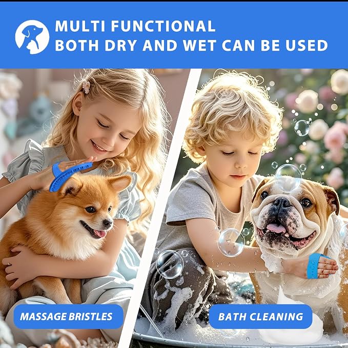 NVNAN Pet Shampoo Brush and Massage Bath Brush | Adjustable silicone shampoo brush for dogs and cats, ideal for bathing, shower scrubbing, massage, and loose hair removal