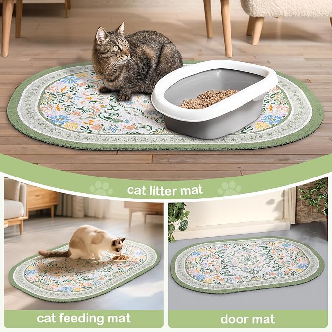 Bienbee Cat Litter Mat, 33" x 22" Dense Trapping Mesh for Litter Boxes | Litter Box Mat with PVC Mesh, Waterproof &Urineproof, Non-Slip Grip, Soft On Kitty Paws and Easy to Clean to Protect Floor