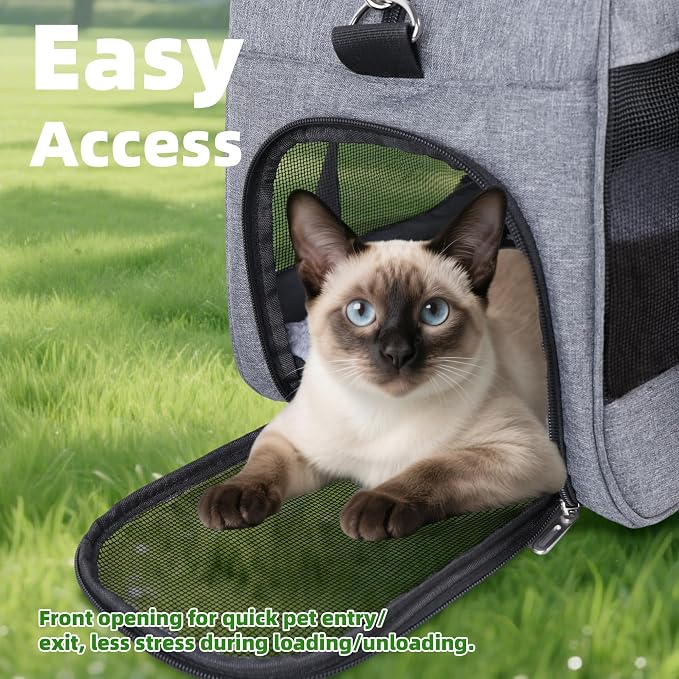 Cat Carrier for Small Cats Dogs, Soft-Sided Pet Carrier for Cats Puppies Small Pets, Lightweight Comfortable Travel Cat Dog Carrier (Grey)