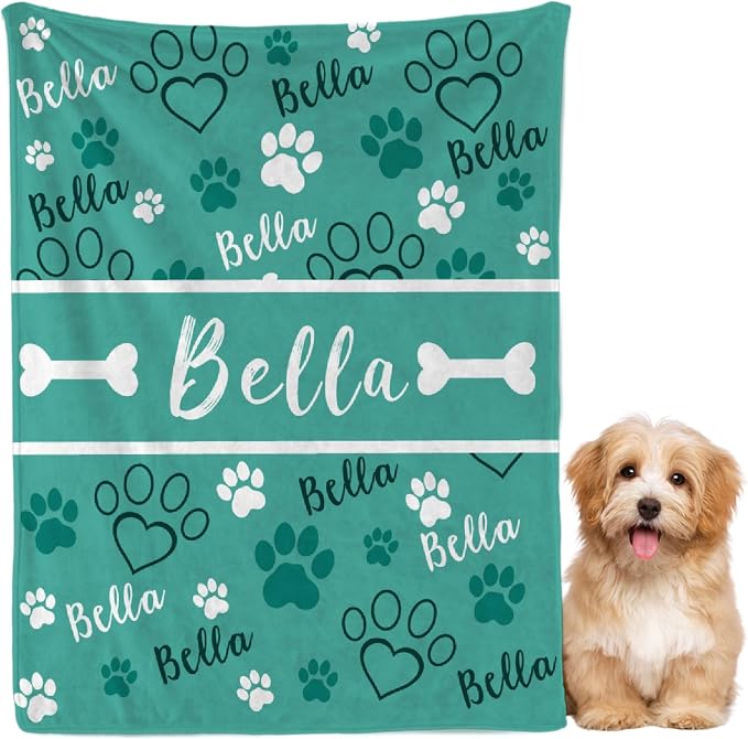 Custom Dog Blankets with Pictures, Personalized Name Blanket for Pets, Customized Pet Photo Throw,The Lightweight Blanket All-Season 40"x30"for Pet