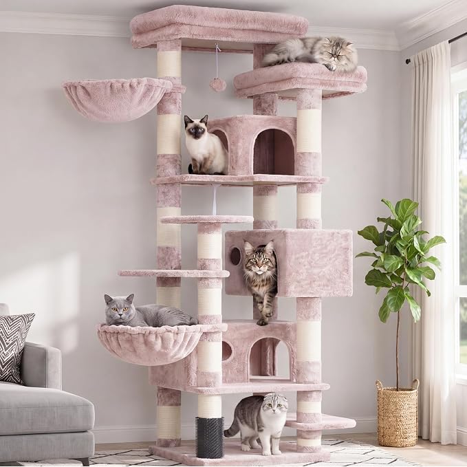 Hey-brother Cat Tree, Multi-Level Tower with 3 Condo, Hairbrush, MPJ035-MMU